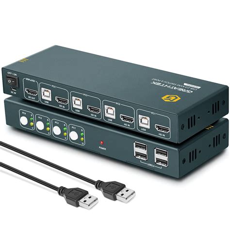 GREATHTEK KVM Switch HDMI 4 Port 4K 60Hz With USB 2 0 HDMI 2 0 HDCP2 2