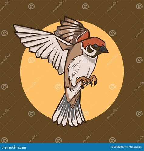 Vector Illustration Of Lonchura Leucogastroides Bird In Flight With