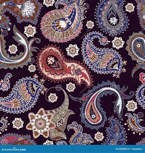 Colorful Paisley Seamless Pattern Original Decorative Backdrop Stock