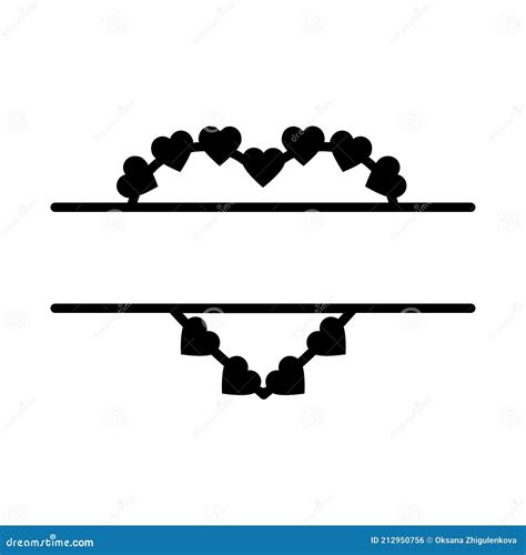 Heart Split Vector Monogram Frame Paper Or Laser Cut Template