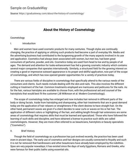 ⇉about The History Of Cosmetology Essay Example Graduateway