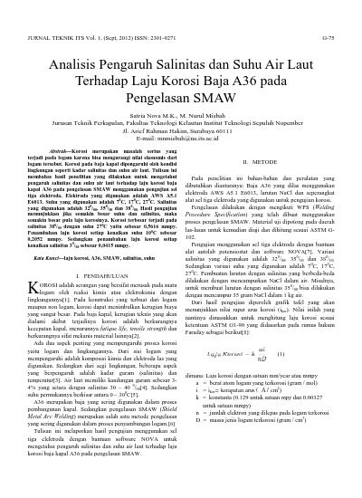 Analisis Pengaruh Salinitas Dan Suhu Air