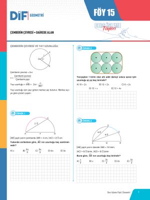 TYT AYT GEOMETRİ DİF FÖY 15 2023