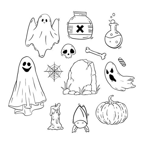 Premium Vector Hand Drawn Halloween Elements Collection