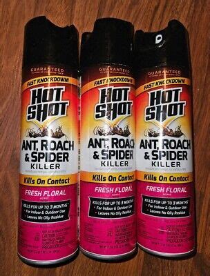 THREE NEW Hot Shot Fresh Floral Scent Ant Roach Spider Killer Spray Cans Oz EBay