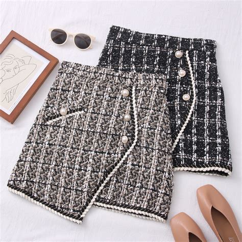 Tweed Skirts For Women Solid High Waist Slimming Skirts Autumn Spring