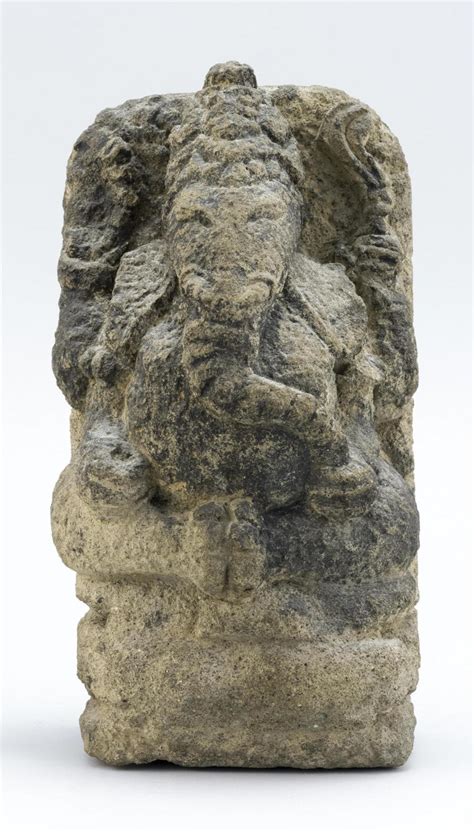 Lot Indonesian Stone Carving Depicting Ganesha Seated On A Lotus