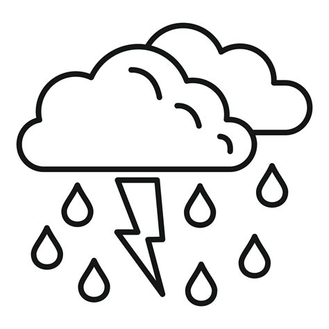 Storm Rainy Cloud Icon Outline Style Vector Art At Vecteezy