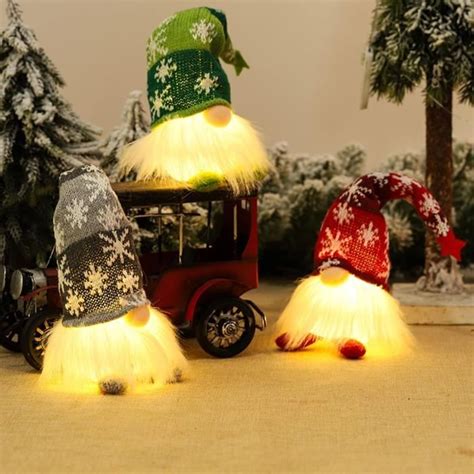 Gnome De Noel Lumineux Lutin De Noel Farceur De Peluch Deco Table