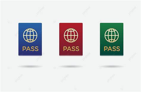 Vector Icons In Vivid Colors Depicting Citizenship And Foreign Passport