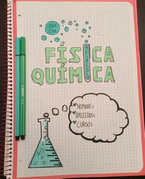 Portada de fisicoquímica Caratulas para cuadernos escolares Portadas