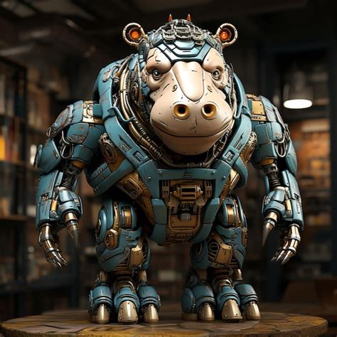 Premium Photo D Cartoon Hippo Robot