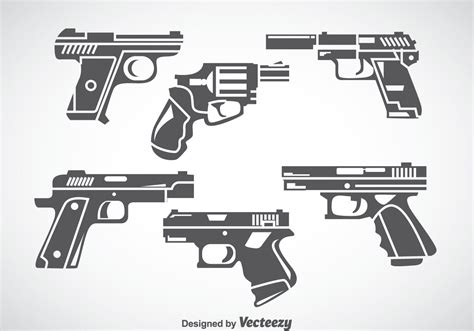 Hand Gun Gray Icons Vector Download Free Vector Art Stock Graphics