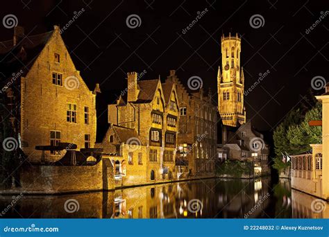 Bruges Canal at Night, Belgium Stock Photo - Image of bruges, flemish: 22248032