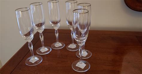 SIX NEW WATERFORD MARQUIS CRYSTAL CHAMPAGNE FLUTES ALLEGRA PLATINUM For