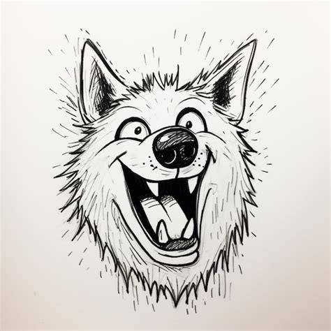 Dibujo De Un Perro Sonriente Con Una Gran Sonrisa En Su Rostro Ai