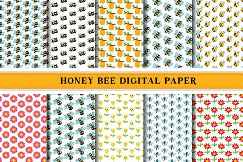 Honey Bee Digital Paper Pattern Graphic By Donalpack Creative Fabrica