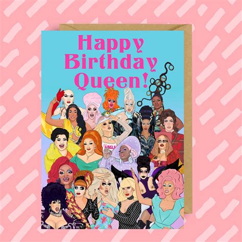 Rupaul S Drag Race Drag Queens Birthday Card LGBT Queer Gay Cards Greeting Card Rupaul LGBTQ