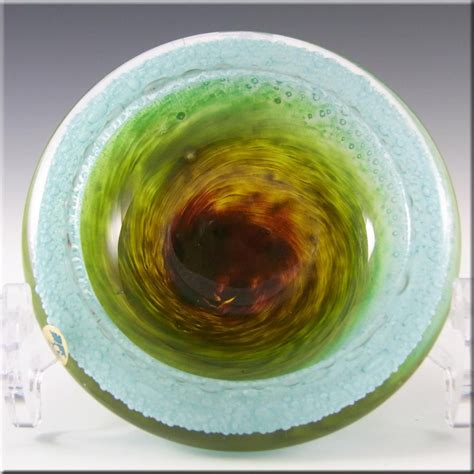 Ekenas Blue Green Glass Bowl Signed John Orwar Lake Green Glass