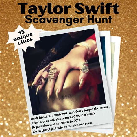 Taylor Swift Scavenger Hunt Taylor Swift Party Game Teenager Etsy Uk