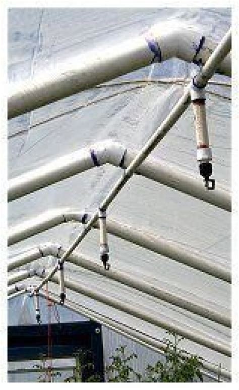 Pvc Greenhouse Uses Overhead Sprinklers And Inch Pvc Ridge Piece