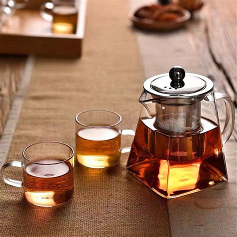 Heat Resistant Clear Glass Teapot Jug With Infuser Coffee Tea Leaf Herbal Pot Uk Ebay