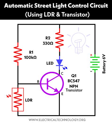 Automatic Street Light Control Circuit Using Ldr And Transistor