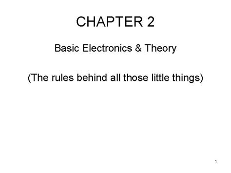 Chapter 2 Basic Electronics Theory The Rules Behind