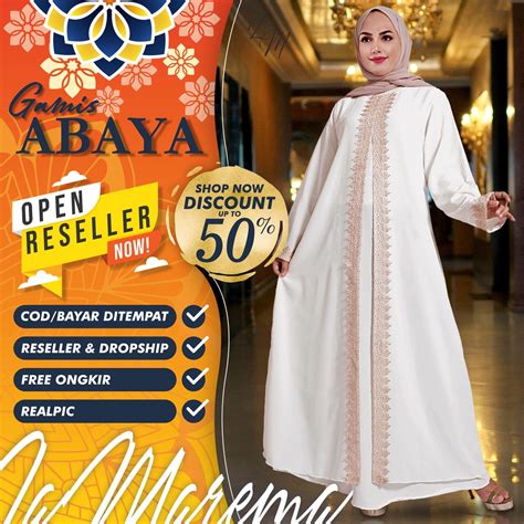 Jual Baju Gamis Abaya Putih Wanita Modern Mewah Dan Elegan Terbaru