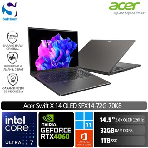 Promo Acer Swift X 14 Ai Sfx14 72g 70k8 Notebook Ultra 7 155h 32gb 1tb