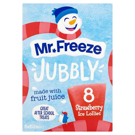 Mr Freeze Jubbly Strawberry Ice Lollies 8 X 62ml Freeze Pops