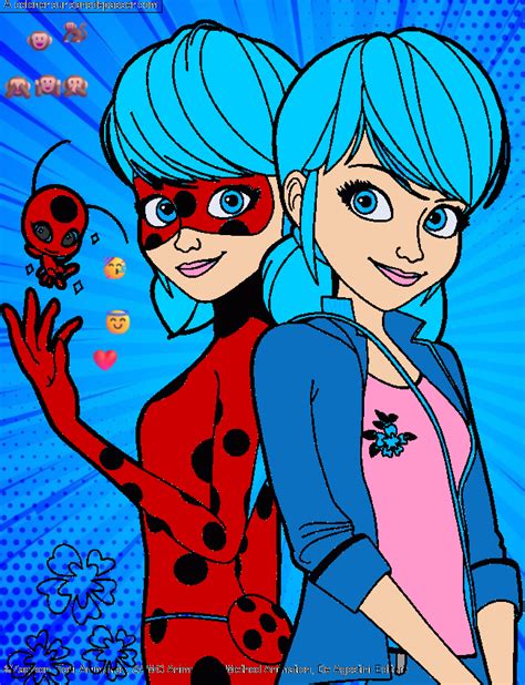 Coloriage Marinette et Ladybug Sans Dépasser