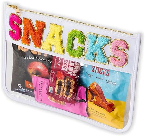 Fablinks Clear Snacks Zip Top Bag, Varsity Letter Pouch, Travel ...