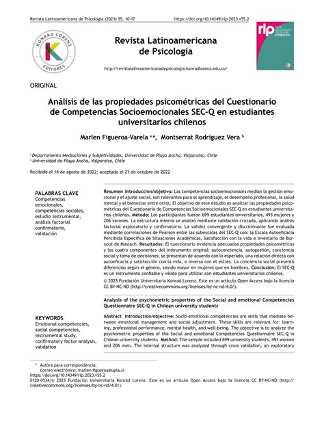 Pdf Análisis De Las Propiedades Psicométricas Del Cuestionario De