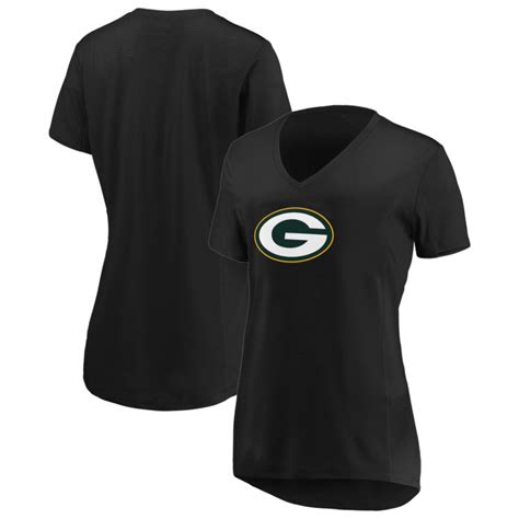 Green Bay Packers Womens Green Bay Packers Black V Neck Short Sleeve T