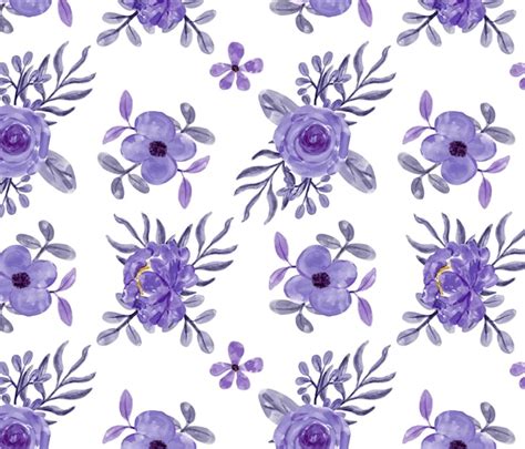 Padr O Sem Emenda Em Aquarela Floral Roxo Vetor Premium