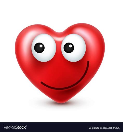 Heart Smiley Emoji Vector For Valentines Day Funny Red Face With