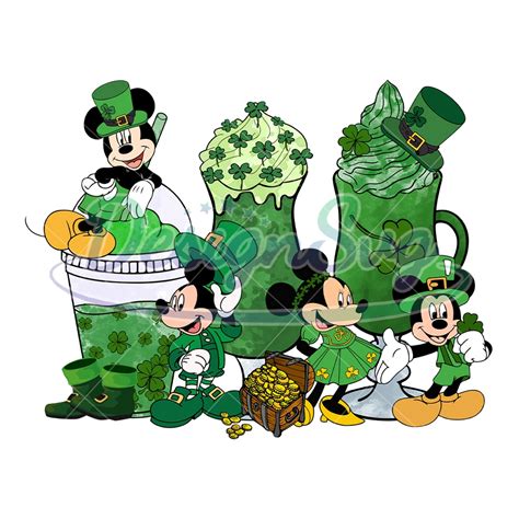 Mickey Minnie Green Patrick Day Leprechaun Drinks Png Designsvg