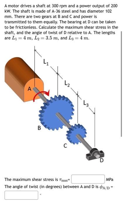 Solved A Motor Drives A Shaft At 300rpm And A Power Output Chegg