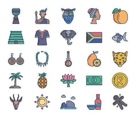 South Africa Country And Culture Icon Set Vector Art At Vecteezy