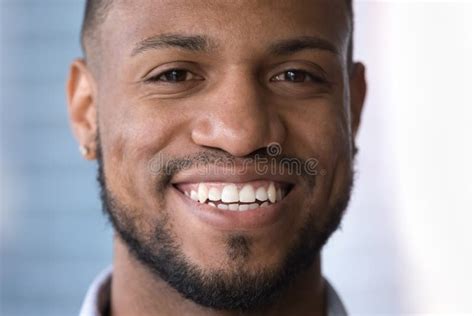 Happy Attractive Young African Guy Face Close Up Portrait Stock Image