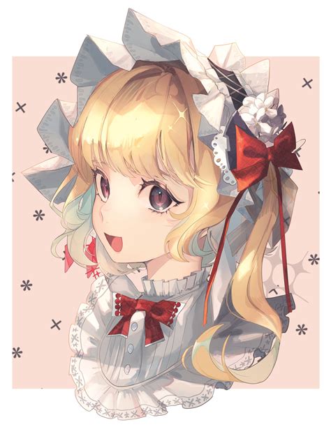 Safebooru 1girl D Absurdres Adapted Costume Bangs Blonde Hair Blunt Bangs Bonnet Border Bow