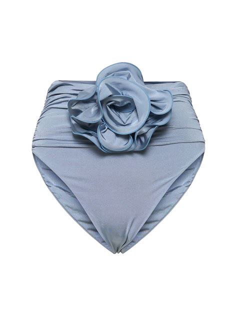 Magda Butrym Lycra Rose Bikini Bottom Blue Off Editorialist