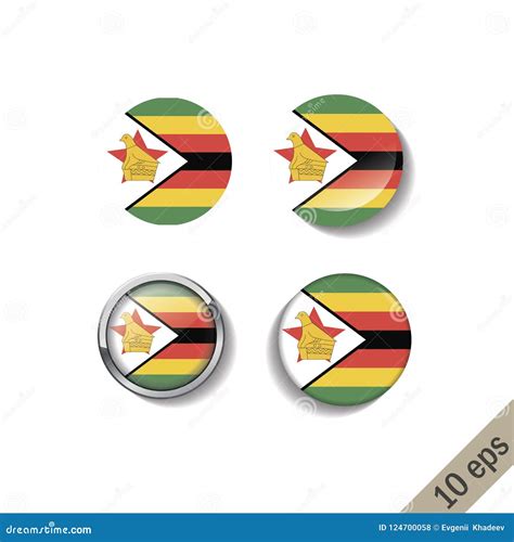 Set Of Zimbabwe Flags Round Badges Stock Illustration Illustration Of Color Banner 124700058