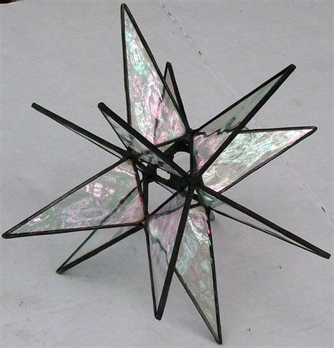 Tree Topper Large Iridescent Clear Stained Glass Moravian Star Tree