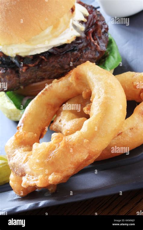 Deep Fried Onion Rings In Batter Stock Photo Alamy