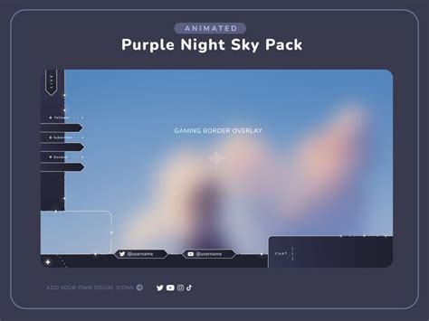 Purple Night Sky Animated Twitch Pack Overlays Scenes Alerts Panels