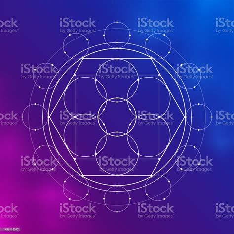 Abstract Sacred Symbol Background Combined Geometry And Alchemy Design Stock Illustration