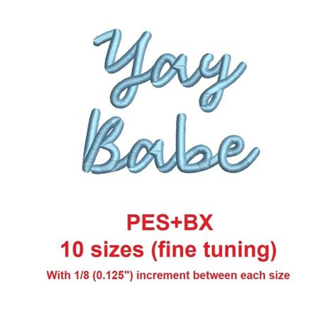 Yay Babe Embroidery Font PESBX 10 Sizes With 1 8 Etsy