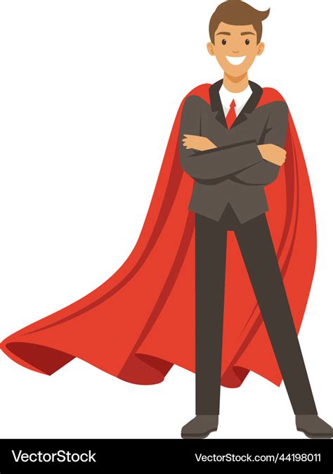 Businessman In Red Cape Superhero Corporate Vector Image